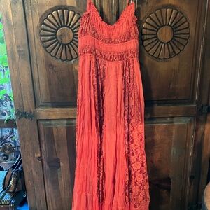 Free People Pink Tiered Ruffled Maxi Dress